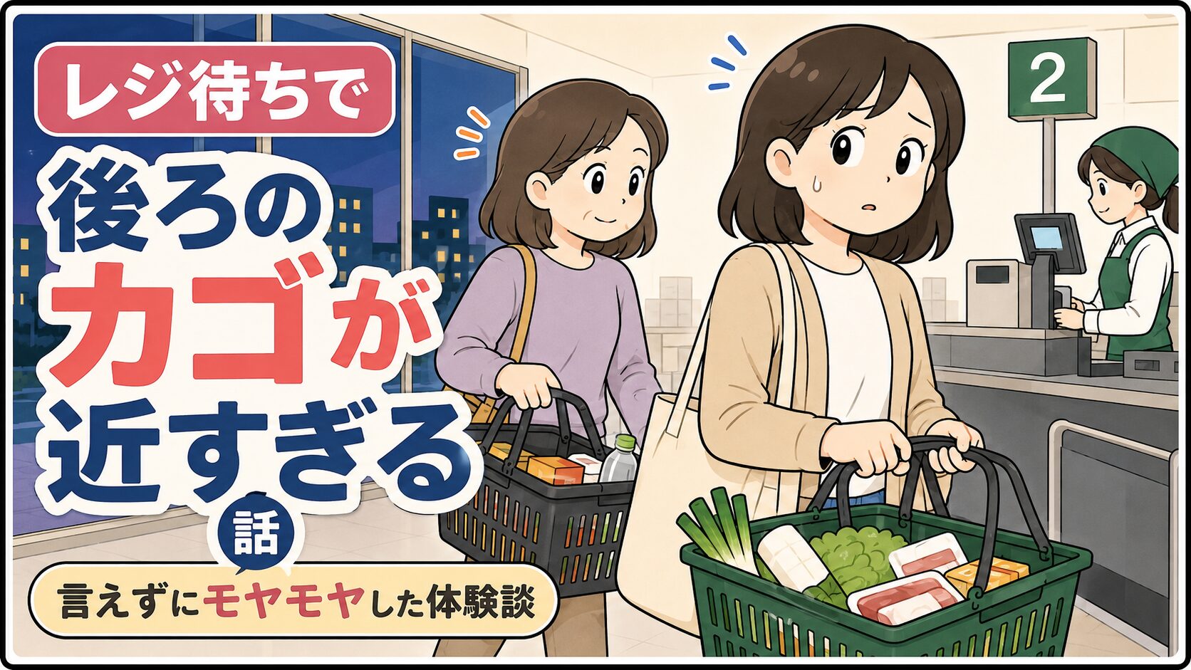 レジ待ちで後ろのカゴが近すぎる…言えずにモヤモヤした話