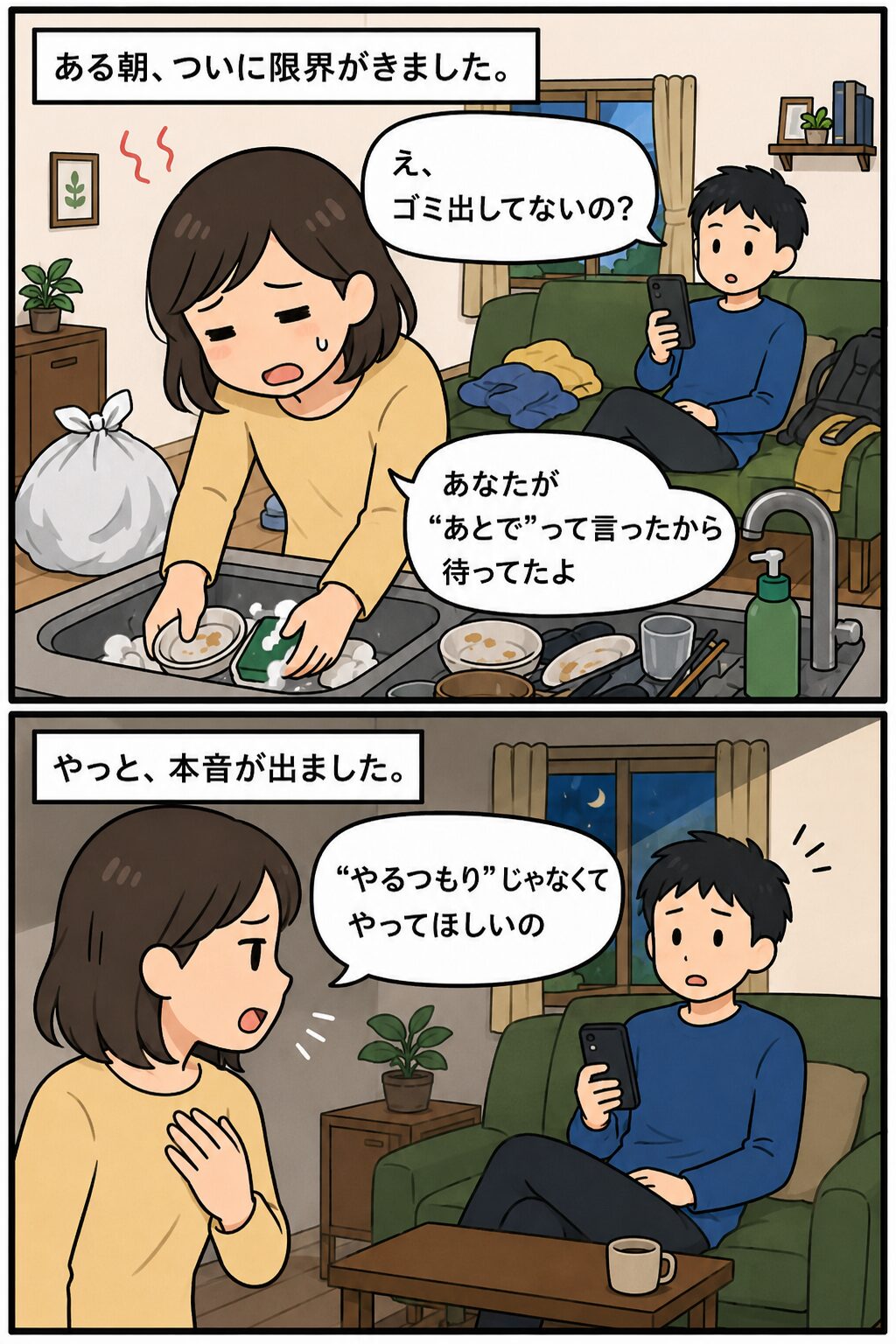 夫に本音を伝える女性