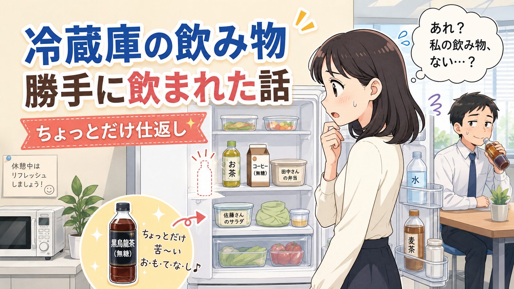 職場の冷蔵庫に入れた飲み物が勝手に飲まれていたので、少しだけ仕返しした話