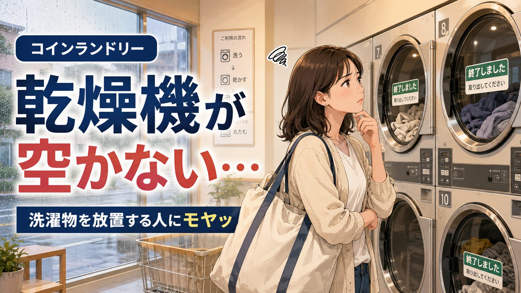 乾燥機が空かない理由。コインランドリーで洗濯物を放置する人に困った話