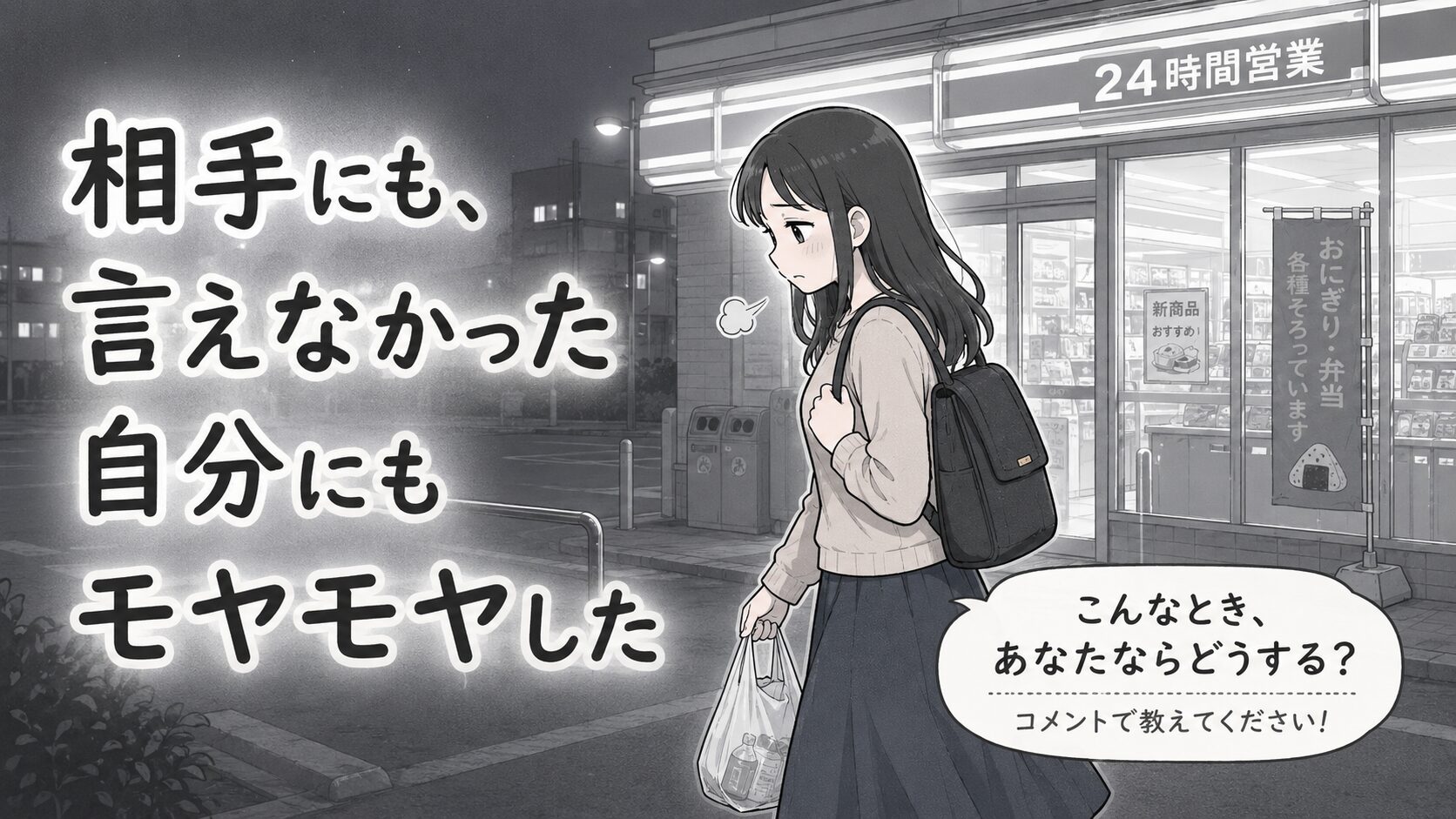 店を出たあとも主人公が一人でモヤモヤしている場面