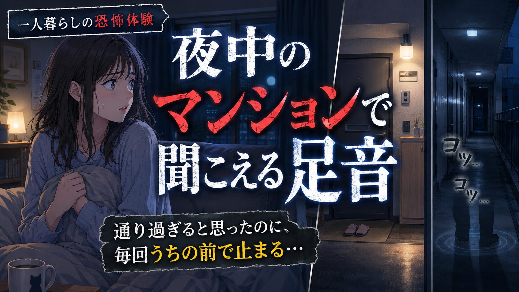 夜中のマンションで聞こえる足音。通り過ぎると思ったのに、毎回うちの前で止まる話